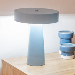 Valuelights Remi Compact Size Blue Metal Bedside Table Lamp With Lampshade Bedroom Light - Bulb Included - thumbnail 4