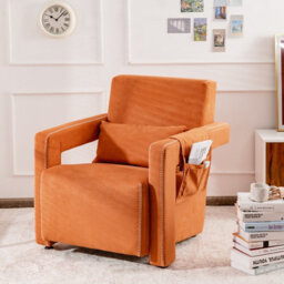 Gainoom Modern Orange Home Accent Sofa Chair With Ottoman Upholstered Leisure Armchair - thumbnail 9