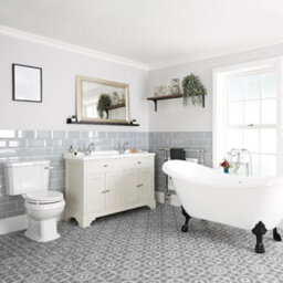 Homestylestore Antique White Bathroom Suite With Double Ended Slipper Bath And Feet, 1210mm Vanity Unit And Close Coupled Toilet - thumbnail 1