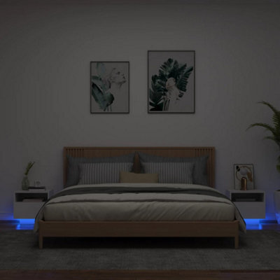 Vidaxl Bedside Cabinets With Led Lights 2 Pcs White 40X39X37 Cm - image 1