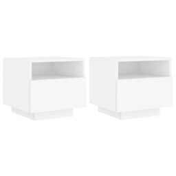 Vidaxl Bedside Cabinets With Led Lights 2 Pcs White 40X39X37 Cm - thumbnail 2