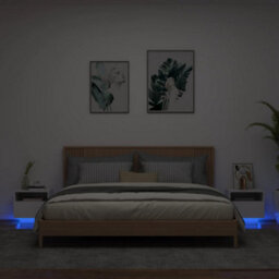 Vidaxl Bedside Cabinets With Led Lights 2 Pcs White 40X39X37 Cm - thumbnail 1
