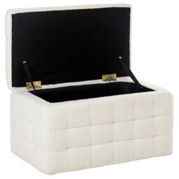 Wyld And Coco White Boucle Tufted Storage Ottoman Bench - Rectangular Hinged-Lid Seating With Hidden Storage - thumbnail 6