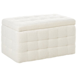 Wyld And Coco White Boucle Tufted Storage Ottoman Bench - Rectangular Hinged-Lid Seating With Hidden Storage - thumbnail 5