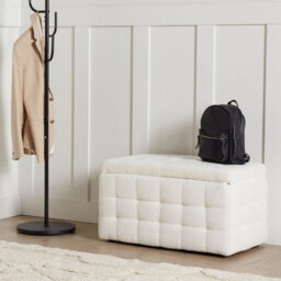 Wyld And Coco White Boucle Tufted Storage Ottoman Bench - Rectangular Hinged-Lid Seating With Hidden Storage - thumbnail 2