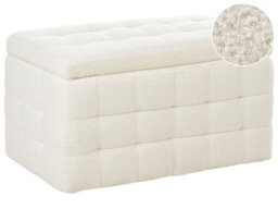 Wyld And Coco White Boucle Tufted Storage Ottoman Bench - Rectangular Hinged-Lid Seating With Hidden Storage - thumbnail 3