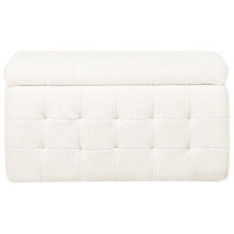 Wyld And Coco White Boucle Tufted Storage Ottoman Bench - Rectangular Hinged-Lid Seating With Hidden Storage - thumbnail 1