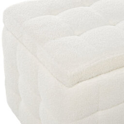 Wyld And Coco White Boucle Tufted Storage Ottoman Bench - Rectangular Hinged-Lid Seating With Hidden Storage - thumbnail 8