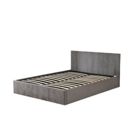 Mihomeuk Miami Grey Plush Velvet Ottoman Storage King Bed - thumbnail 5