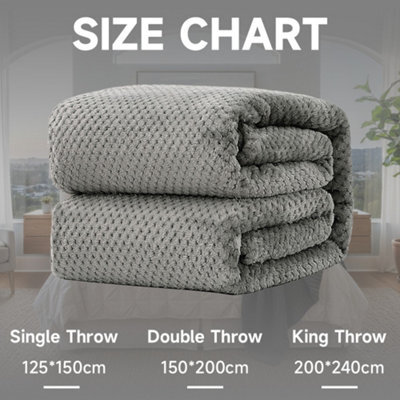 Soft Waffle Fleece Throw Blanket 125X150Cm - Warm & Cozy For Sofa, Bed & Travel, Silver Grey - image 1