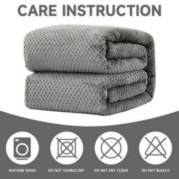 Soft Waffle Fleece Throw Blanket 125X150Cm - Warm & Cozy For Sofa, Bed & Travel, Silver Grey - thumbnail 3