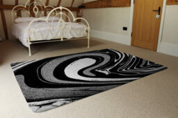 Benjamin Tate Design Black Marbled Paint Special Soft Home Rug - thumbnail 3