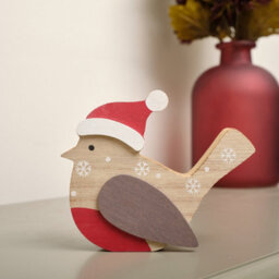 Melody Maison Rustic Wooden Red Robin Christmas Ornament - thumbnail 2