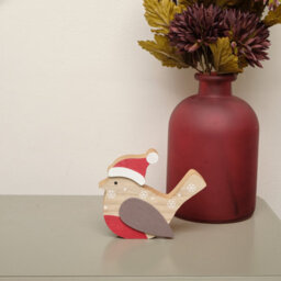 Melody Maison Rustic Wooden Red Robin Christmas Ornament - thumbnail 4