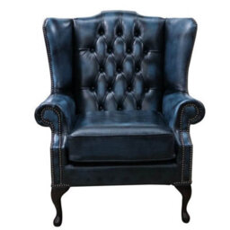 Chesterfield Handmade Bloomsbury Flat Wing Antique Blue Real Leather - thumbnail 2