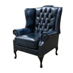 Chesterfield Handmade Bloomsbury Flat Wing Antique Blue Real Leather - thumbnail 3