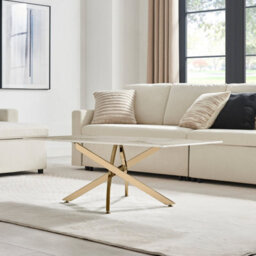 Furniturebox Uk Leonardo Coffee Table With White Glass Marble Effect Top And Gold Legs - thumbnail 3