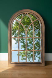 Deenz Arched Window Style Soho Mirror Gothic Design Black Gold Plastic Frame Wall Mounted Indoor/outdoor Vanity Display 73X48X2 Cm - thumbnail 4