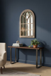 Deenz Arched Window Style Soho Mirror Gothic Design Black Gold Plastic Frame Wall Mounted Indoor/outdoor Vanity Display 73X48X2 Cm - thumbnail 2