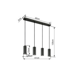 Luminosa Lighting Luminosa James Bar Pendant Ceiling Light Grey Matt 4X Gu10 - thumbnail 7