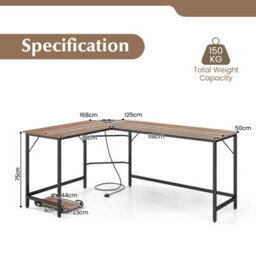 Costway L-Shaped Home Office Desk Computer Corner Desk Gaming Table With Cpu Stand - thumbnail 2
