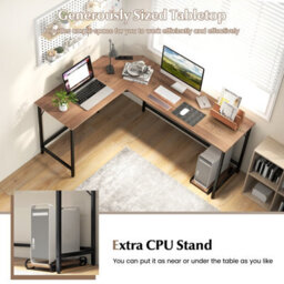 Costway L-Shaped Home Office Desk Computer Corner Desk Gaming Table With Cpu Stand - thumbnail 6