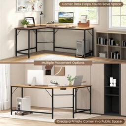 Costway L-Shaped Home Office Desk Computer Corner Desk Gaming Table With Cpu Stand - thumbnail 7