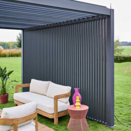 Sweeek - Louvered Pergola Aluminium 4 X 3M + 3 130Cm Vertical Louver Panels Anthracite - Triomphe - thumbnail 4