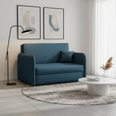 Viva Loft Ii Sofa Bed With Sleep Function Storage Container Chipboard Wooden Frame Metal Legs 127Cm Width Turquoise - image 1