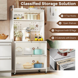 Costway 5 Tier Kitchen Bakers Rack Multifunctional Microwave Stand W/ Flip Door Cabinets - thumbnail 4
