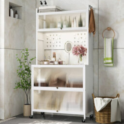 Costway 5 Tier Kitchen Bakers Rack Multifunctional Microwave Stand W/ Flip Door Cabinets - thumbnail 7