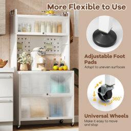 Costway 5 Tier Kitchen Bakers Rack Multifunctional Microwave Stand W/ Flip Door Cabinets - thumbnail 6