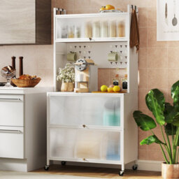 Costway 5 Tier Kitchen Bakers Rack Multifunctional Microwave Stand W/ Flip Door Cabinets - thumbnail 1