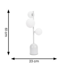 Valuelights Marlow Oyster Grey 3 Way Bedside Table Lamp With Glass Globe Lampshade - thumbnail 7