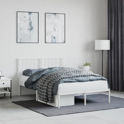Berkfield Metal Bed Frame Without Mattress With Headboard White 120X200Cm - image 1