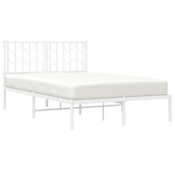 Berkfield Metal Bed Frame Without Mattress With Headboard White 120X200Cm - thumbnail 3