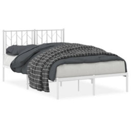 Berkfield Metal Bed Frame Without Mattress With Headboard White 120X200Cm - thumbnail 2