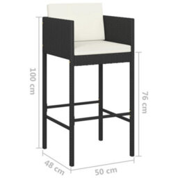 Berkfield 5 Piece Garden Bar Set With Cushions Poly Rattan Black - thumbnail 9