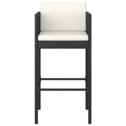 Berkfield 5 Piece Garden Bar Set With Cushions Poly Rattan Black - thumbnail 4