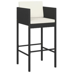 Berkfield 5 Piece Garden Bar Set With Cushions Poly Rattan Black - thumbnail 3