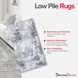 Decoranddecor Living Room Rugs, Washable Area Rugs, 120X170Cm, Non-Slip, Pet Friendly, Low Pile, Abstract Rug - Ravine - thumbnail 7