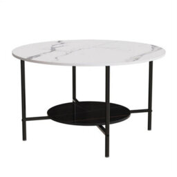 2 Tier Large Round Coffee Table Modern Marble Table - thumbnail 6