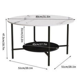 2 Tier Large Round Coffee Table Modern Marble Table - thumbnail 2