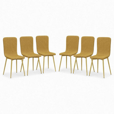 Urbn-Living Urbnliving Modern Dining Chairs Padded Scoop Back Chunky Weave Fabric Metal Legs Set Of 6 - image 1
