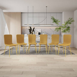 Urbn-Living Urbnliving Modern Dining Chairs Padded Scoop Back Chunky Weave Fabric Metal Legs Set Of 6 - thumbnail 2