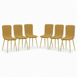 Urbn-Living Urbnliving Modern Dining Chairs Padded Scoop Back Chunky Weave Fabric Metal Legs Set Of 6