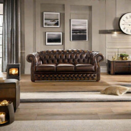 Chesterfield 3 Seater Antique Brown Leather Sofa Bespoke In Buckingham Style - thumbnail 2