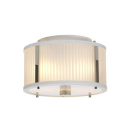 Elstead Corona Cylindrical 2 Light Pendant, White Polished Nickel, Frosted Glass - thumbnail 3