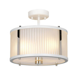 Elstead Corona Cylindrical 2 Light Pendant, White Polished Nickel, Frosted Glass - thumbnail 4