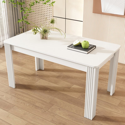 Matteo Modern White Rectangular 4-Seater Dining Table For Kitchen & Dining Room - Easy Assembly Mdf - image 1